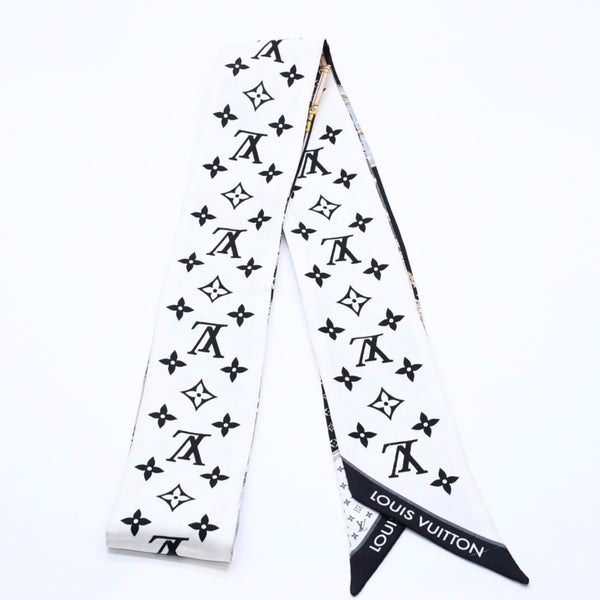 LOUIS VUITTON Scarf Bandeau BB Monogram Let's Go M76442 White Black Yellow Good Condition Used 4a004083