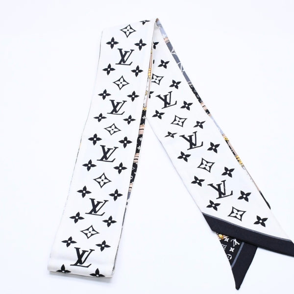 LOUIS VUITTON Scarf Bandeau BB Monogram Let's Go M76442 White Black Yellow Good Condition Used 4a004083