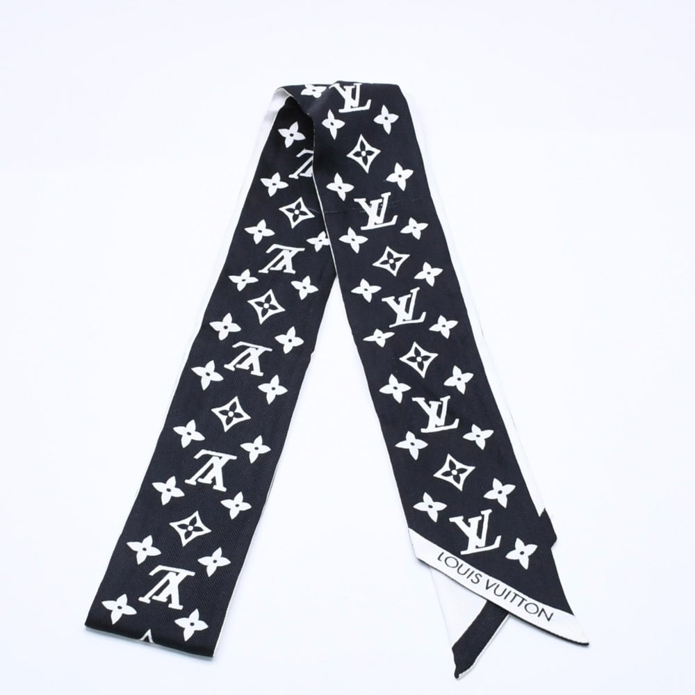 Very Good Condition LOUIS VUITTON Ribbon Scarf Black White Bandeau BB Monogram Infinity Used 4a004084