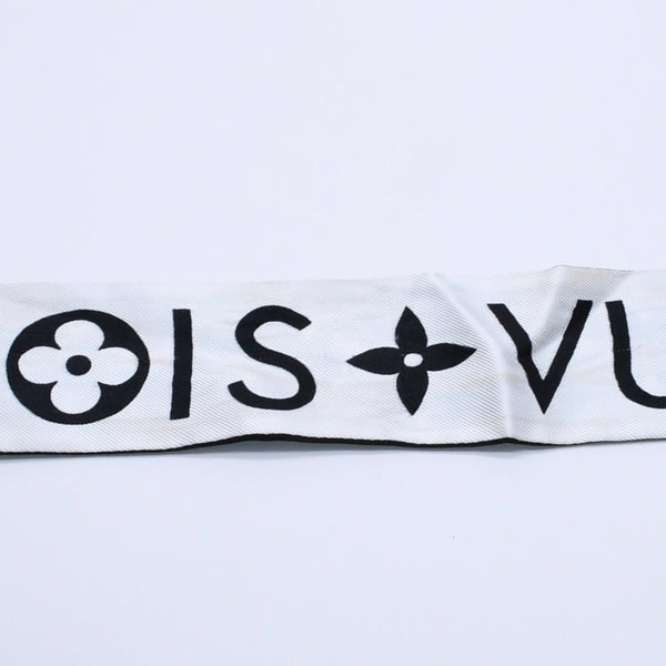 極美品 LOUIS VUITTON ルイヴィトン リボンスカーフ ブラック ホワイト バンドーBB モノグラム インフィニティ 中古 4a004084