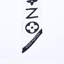 Load image into Gallery viewer, 極美品 LOUIS VUITTON ルイヴィトン リボンスカーフ ブラック ホワイト バンドーBB モノグラム インフィニティ 中古 4a004084