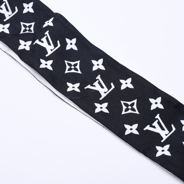 極美品 LOUIS VUITTON ルイヴィトン リボンスカーフ ブラック ホワイト バンドーBB モノグラム インフィニティ 中古 4a004084