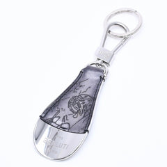 BERLUTI Shoehorn Charm Full Scrit Leather Shoehorn Key Ring Black Good Condition Used 4a004268