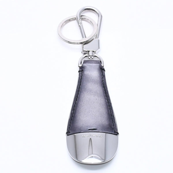 BERLUTI Shoehorn Charm Full Scrit Leather Shoehorn Key Ring Black Good Condition Used 4a004268