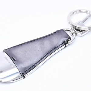 BERLUTI Shoehorn Charm Full Scrit Leather Shoehorn Key Ring Black Good Condition Used 4a004268