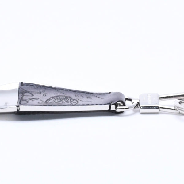 BERLUTI Shoehorn Charm Full Scrit Leather Shoehorn Key Ring Black Good Condition Used 4a004268