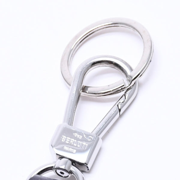 BERLUTI Shoehorn Charm Full Scrit Leather Shoehorn Key Ring Black Good Condition Used 4a004268