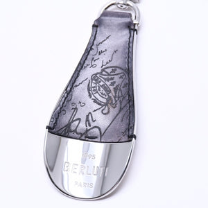 BERLUTI Shoehorn Charm Full Scrit Leather Shoehorn Key Ring Black Good Condition Used 4a004268