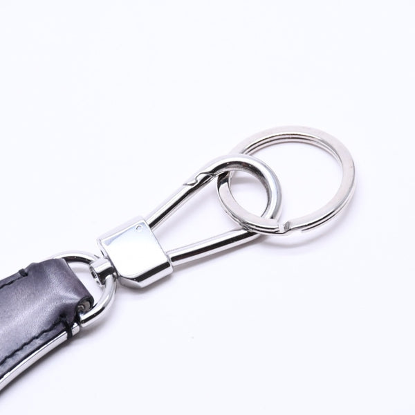 BERLUTI Shoehorn Charm Full Scrit Leather Shoehorn Key Ring Black Good Condition Used 4a004268