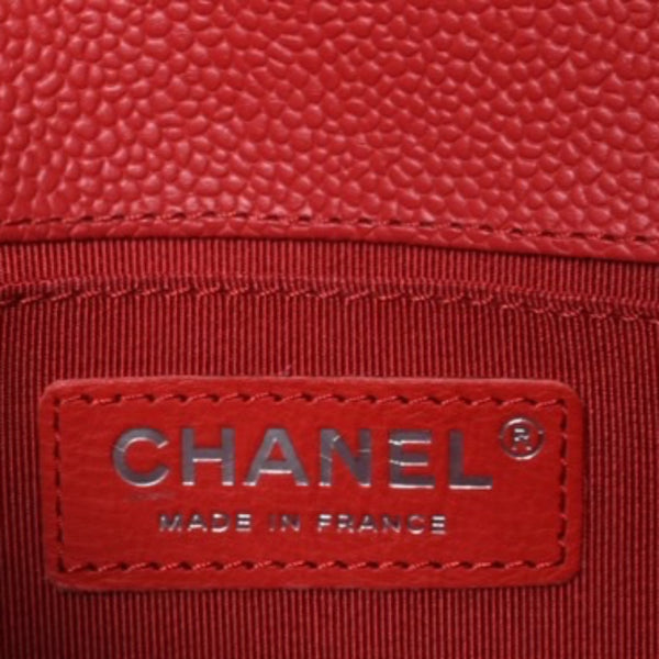 極美品 CHANEL シャネル ボーイシャネル スモール チェーンショルダーバッグ A67085 29番台 ココマーク キャビアスキン レッド 中古 4a000910