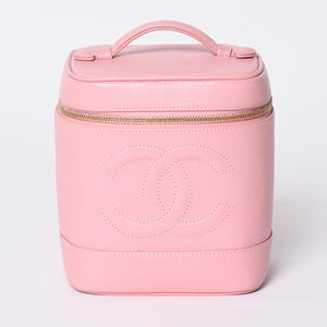 CHANEL Vanity Bag Handbag A01998 No. 9 Coco Mark Caviar Skin Pink Gold Hardware Good Condition Used 4a000900