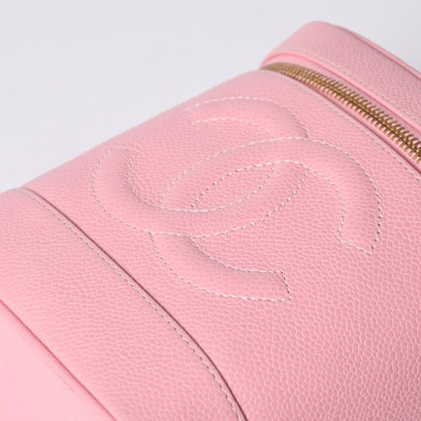 CHANEL Vanity Bag Handbag A01998 No. 9 Coco Mark Caviar Skin Pink Gold Hardware Good Condition Used 4a000900