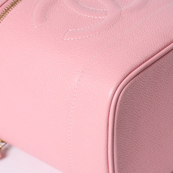 CHANEL Vanity Bag Handbag A01998 No. 9 Coco Mark Caviar Skin Pink Gold Hardware Good Condition Used 4a000900