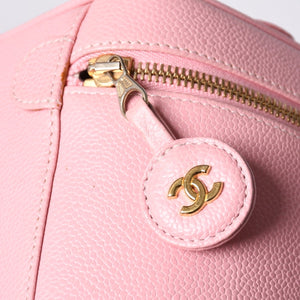 CHANEL Vanity Bag Handbag A01998 No. 9 Coco Mark Caviar Skin Pink Gold Hardware Good Condition Used 4a000900