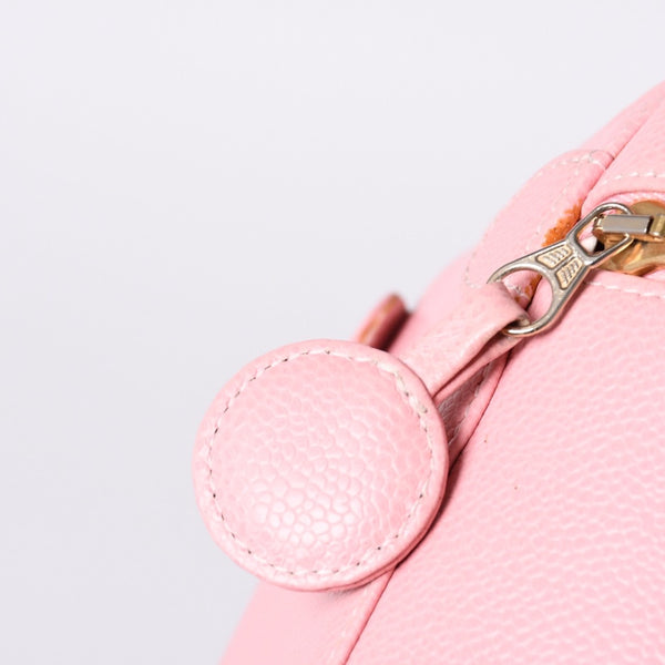 CHANEL Vanity Bag Handbag A01998 No. 9 Coco Mark Caviar Skin Pink Gold Hardware Good Condition Used 4a000900