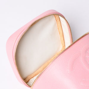 CHANEL Vanity Bag Handbag A01998 No. 9 Coco Mark Caviar Skin Pink Gold Hardware Good Condition Used 4a000900