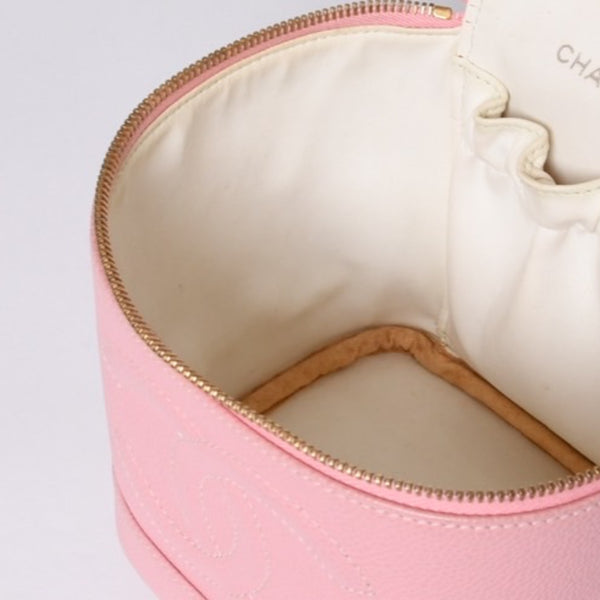 CHANEL Vanity Bag Handbag A01998 No. 9 Coco Mark Caviar Skin Pink Gold Hardware Good Condition Used 4a000900