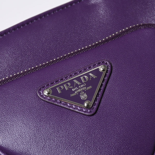 Very Good Condition PRADA 2WAY Bag 1BG418 Triangle Logo Nappa Leather Purple RAF SIMONS Used 4a000768