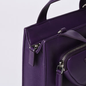 Very Good Condition PRADA 2WAY Bag 1BG418 Triangle Logo Nappa Leather Purple RAF SIMONS Used 4a000768