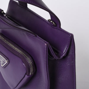 Very Good Condition PRADA 2WAY Bag 1BG418 Triangle Logo Nappa Leather Purple RAF SIMONS Used 4a000768