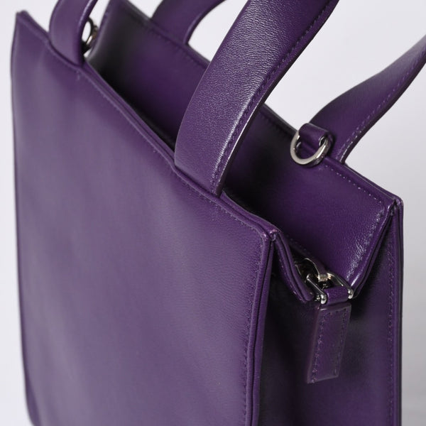Very Good Condition PRADA 2WAY Bag 1BG418 Triangle Logo Nappa Leather Purple RAF SIMONS Used 4a000768