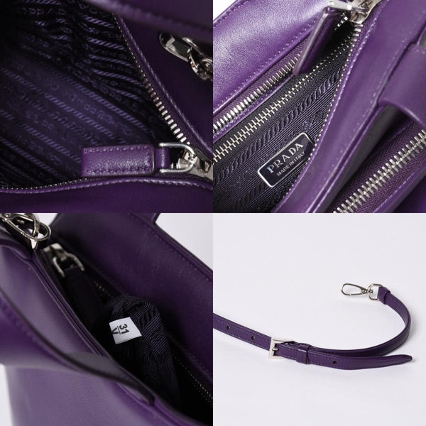 Very Good Condition PRADA 2WAY Bag 1BG418 Triangle Logo Nappa Leather Purple RAF SIMONS Used 4a000768
