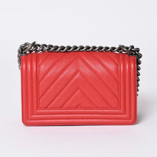 画像をギャラリービューアに読み込む, 極美品 CHANEL シャネル ボーイシャネル スモール チェーンショルダーバッグ A67085 29番台 ココマーク キャビアスキン レッド 中古 4a000910