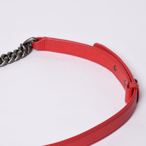 極美品 CHANEL シャネル ボーイシャネル スモール チェーンショルダーバッグ A67085 29番台 ココマーク キャビアスキン レッド 中古 4a000910