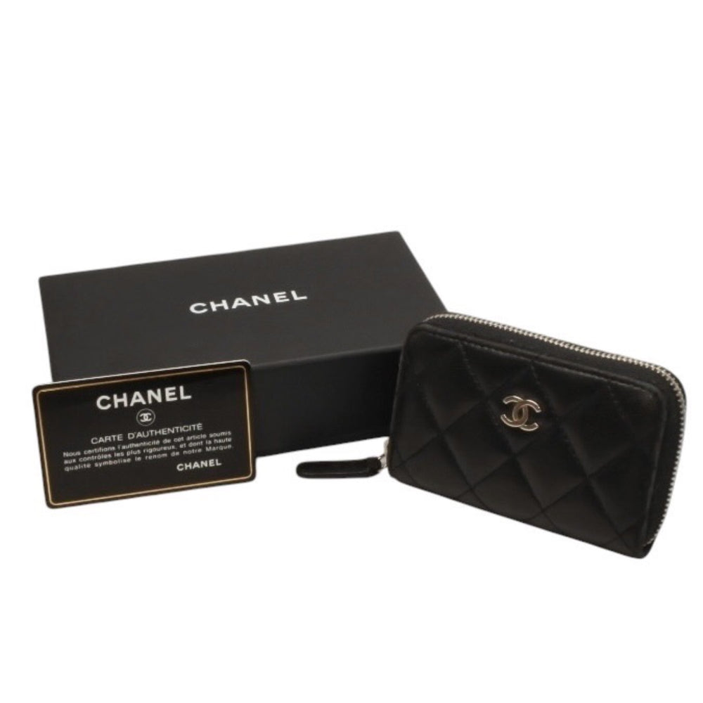 CHANEL Matelasse Coin Case AP0216 Caviar Skin Coin Case Black Gold Hardware Good Condition Used 4a000828