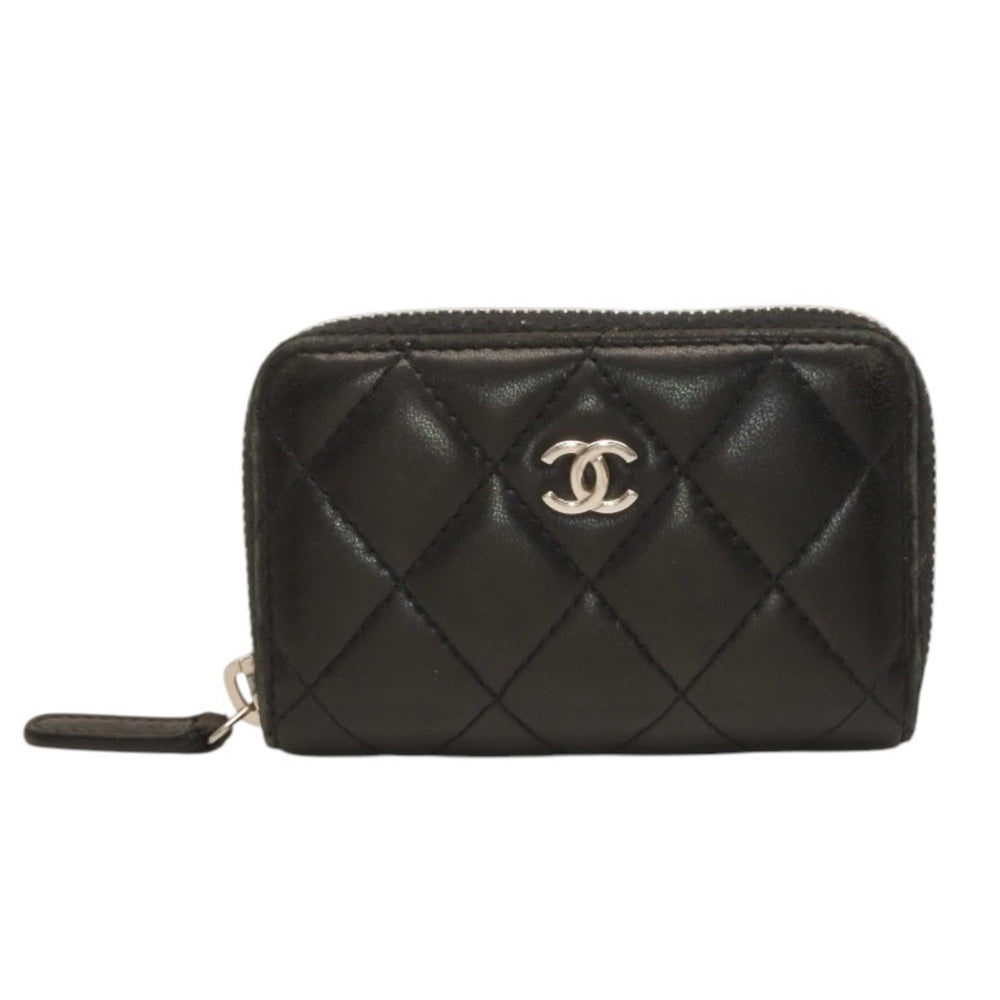 CHANEL Matelasse Coin Case AP0216 Caviar Skin Coin Case Black Gold Hardware Good Condition Used 4a000828