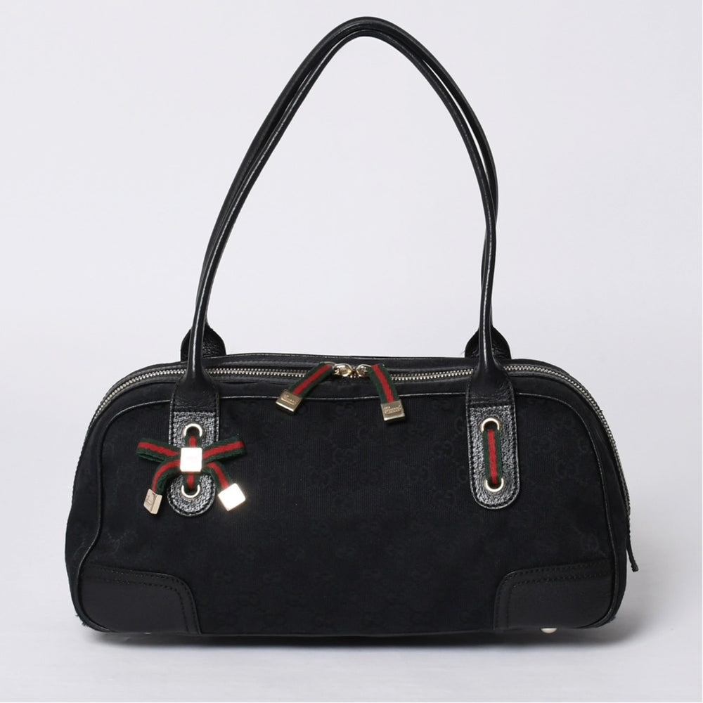 GUCCI グッチ プリンシー Shoulder Bag ショルダーバッグ シェリーライン GGキャンバス 161720 Black ブラック 美品 中古 4a000267