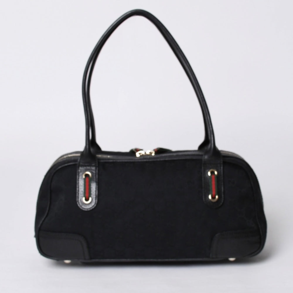 GUCCI グッチ プリンシー Shoulder Bag ショルダーバッグ シェリーライン GGキャンバス 161720 Black ブラック 美品 中古 4a000267