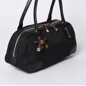GUCCI Gucci Princy Shoulder Bag Sherry Line GG Canvas 161720 Black Good Condition Used 4a000267