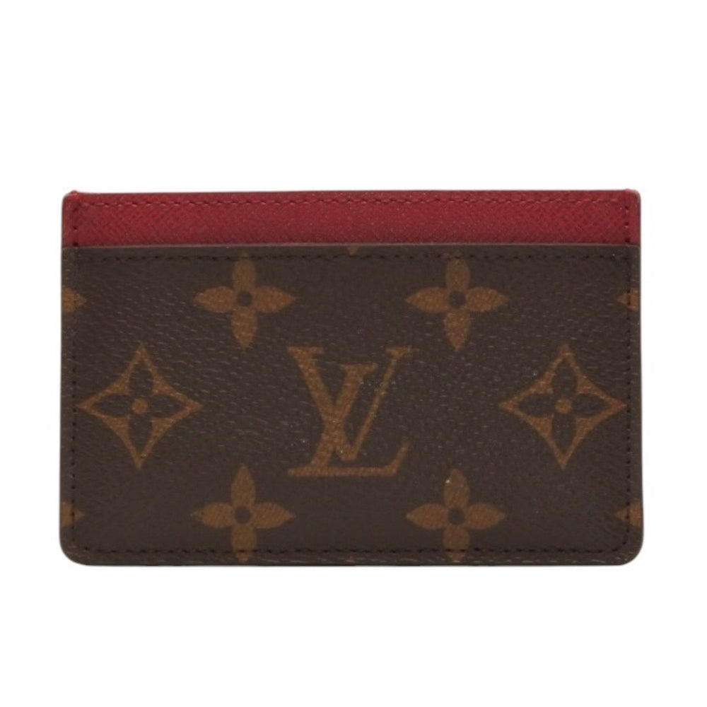 極美品 LOUIS VUITTON ルイヴィトン カードケース M60703 ポルト カルト サーンプル モノグラム フューシャ ブラウン 中古 4a001037