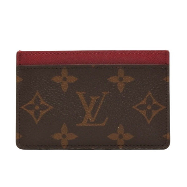 極美品 LOUIS VUITTON ルイヴィトン カードケース M60703 ポルト カルト サーンプル モノグラム フューシャ ブラウン 中古 4a001037