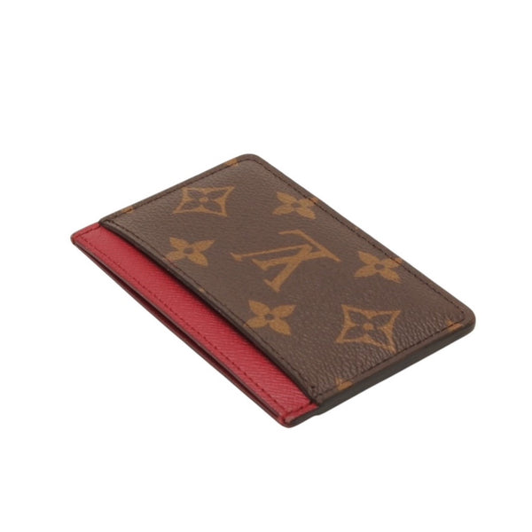 極美品 LOUIS VUITTON ルイヴィトン カードケース M60703 ポルト カルト サーンプル モノグラム フューシャ ブラウン 中古 4a001037