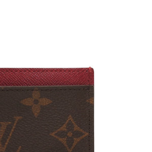 極美品 LOUIS VUITTON ルイヴィトン カードケース M60703 ポルト カルト サーンプル モノグラム フューシャ ブラウン 中古 4a001037