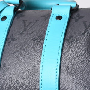 Very good condition LOUIS VUITTON Keepall Bandouliere 25 2WAY bag M11645 Monogram Eclipse Gray Turquoise Used 4a000819