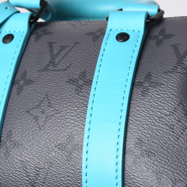 Very good condition LOUIS VUITTON Keepall Bandouliere 25 2WAY bag M11645 Monogram Eclipse Gray Turquoise Used 4a000819