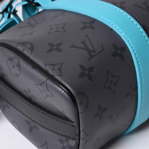 Very good condition LOUIS VUITTON Keepall Bandouliere 25 2WAY bag M11645 Monogram Eclipse Gray Turquoise Used 4a000819