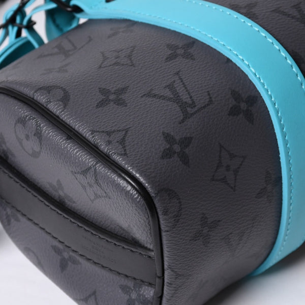 Very good condition LOUIS VUITTON Keepall Bandouliere 25 2WAY bag M11645 Monogram Eclipse Gray Turquoise Used 4a000819