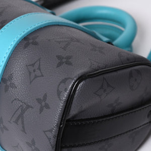 Very good condition LOUIS VUITTON Keepall Bandouliere 25 2WAY bag M11645 Monogram Eclipse Gray Turquoise Used 4a000819