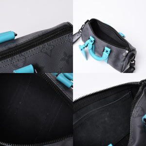 Very good condition LOUIS VUITTON Keepall Bandouliere 25 2WAY bag M11645 Monogram Eclipse Gray Turquoise Used 4a000819