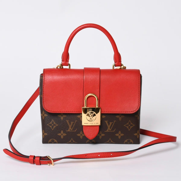 極美品 LOUIS VUITTON ルイヴィトン ロッキーBB ハンドバッグ M44080 モノグラム ブラウン レッド 中古 4a000253