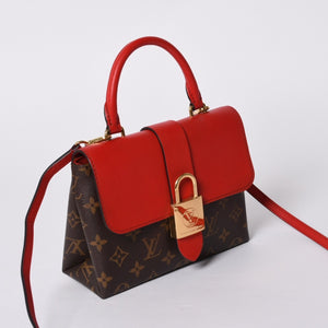 極美品 LOUIS VUITTON ルイヴィトン ロッキーBB ハンドバッグ M44080 モノグラム ブラウン レッド 中古 4a000253