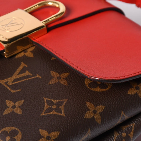 極美品 LOUIS VUITTON ルイヴィトン ロッキーBB ハンドバッグ M44080 モノグラム ブラウン レッド 中古 4a000253
