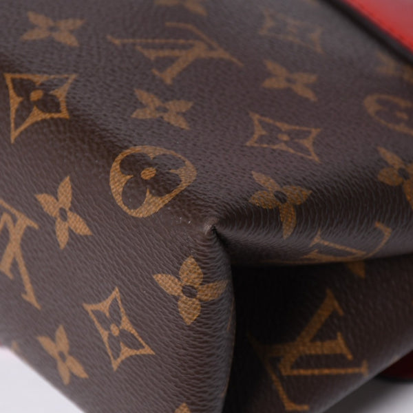 極美品 LOUIS VUITTON ルイヴィトン ロッキーBB ハンドバッグ M44080 モノグラム ブラウン レッド 中古 4a000253