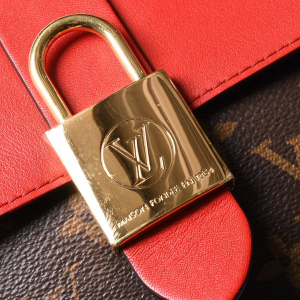 極美品 LOUIS VUITTON ルイヴィトン ロッキーBB ハンドバッグ M44080 モノグラム ブラウン レッド 中古 4a000253