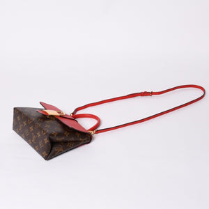 極美品 LOUIS VUITTON ルイヴィトン ロッキーBB ハンドバッグ M44080 モノグラム ブラウン レッド 中古 4a000253