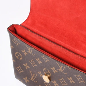 極美品 LOUIS VUITTON ルイヴィトン ロッキーBB ハンドバッグ M44080 モノグラム ブラウン レッド 中古 4a000253